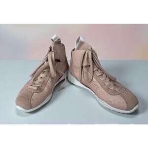Tod's Shoes Womens 7 Pink High Top Sneakers Suede Leather Sport Gym Luxury Italy